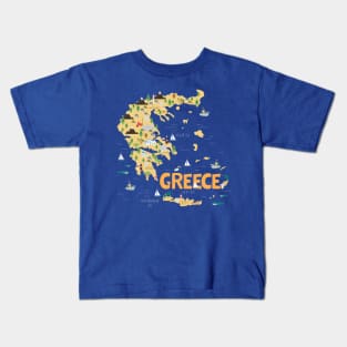 Greece illustrated map Kids T-Shirt